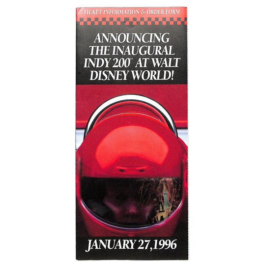 1996 Walt Disney World Speedway Indy 200 Ticket Info & Order Form VGC Scarce 500