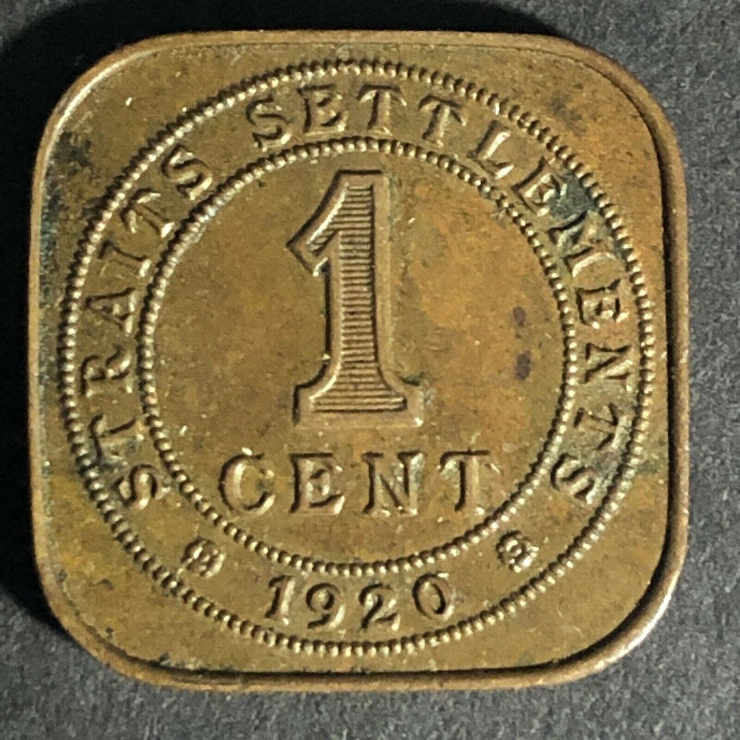 George V King and Emperor of India Straits Settlements 1 Cent 1920 21mm Token