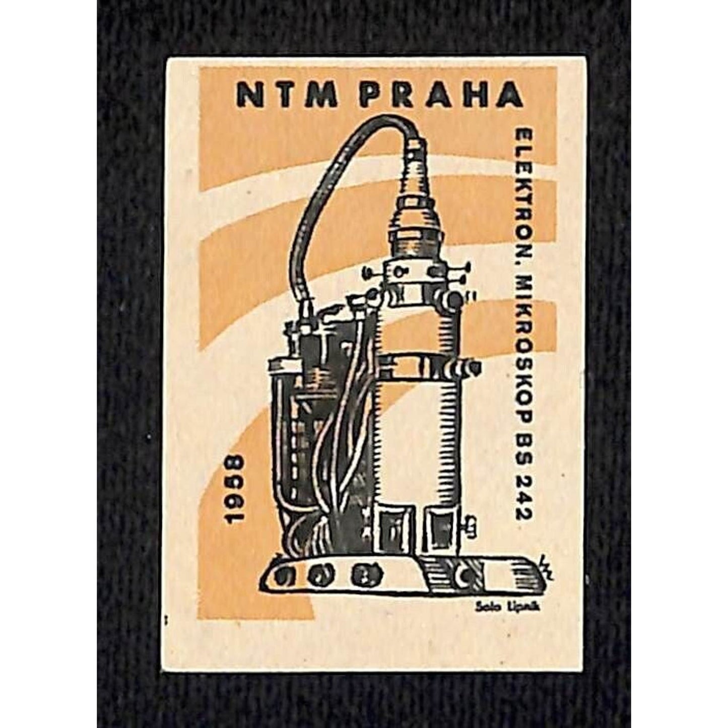 VTG Matchbox Label National Technical Museum Prague Electron Microscope c1960