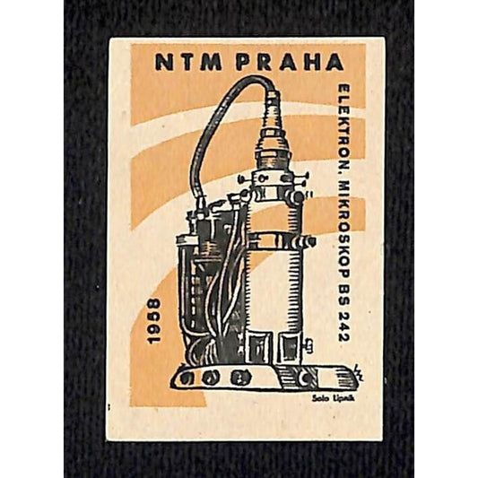 VTG Matchbox Label National Technical Museum Prague Electron Microscope c1960