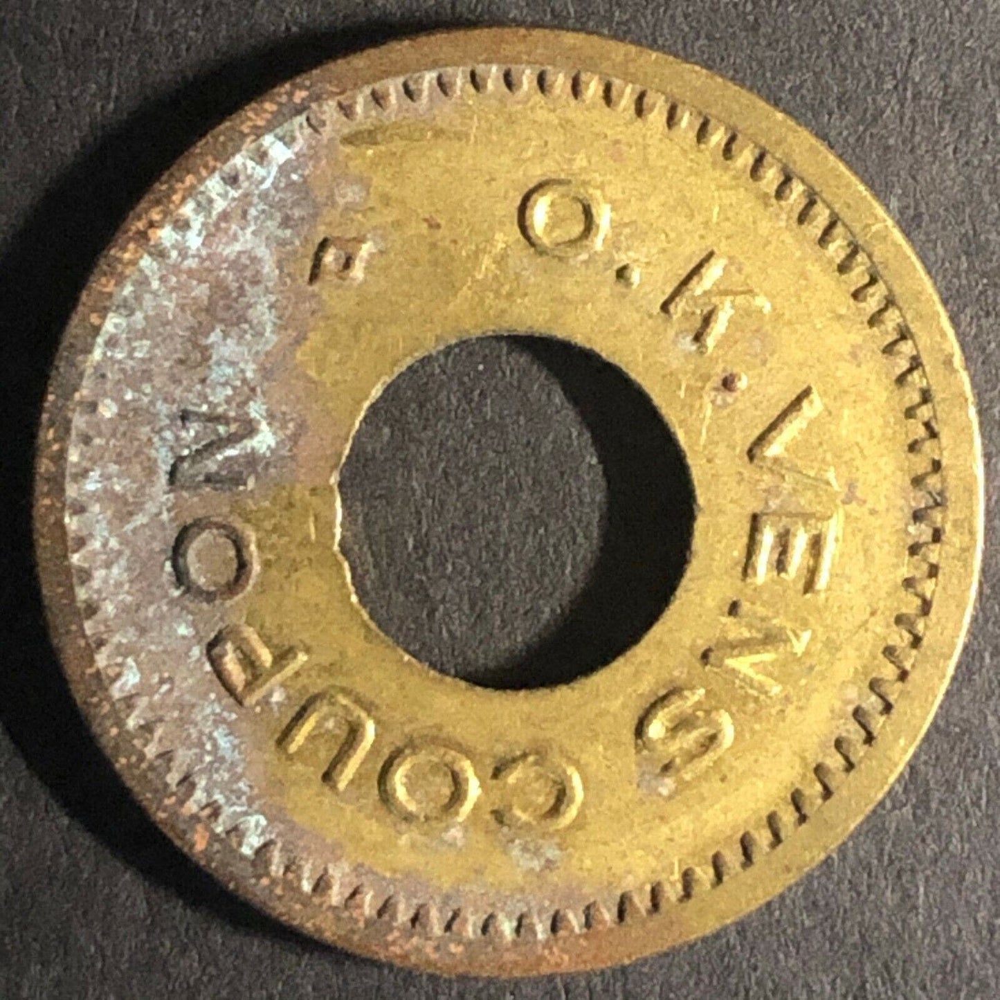 21.2mm Brass O. K. Vens 35054 Coupon Token - Fauver Collection