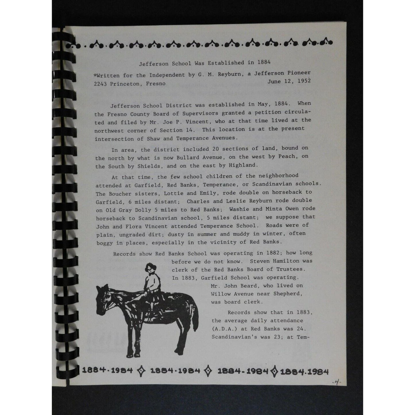 1884-1984 Jefferson Elementary School "History Memories" 35pgs.