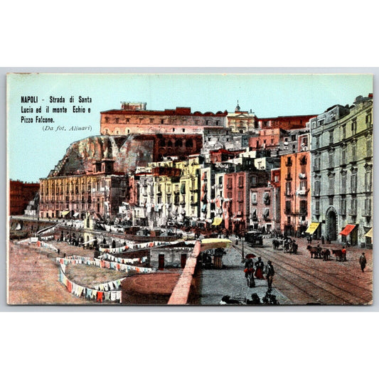 Naples Strada di Santa Lucia / Mount Echio Pizzo Falcone Postcard c1901-1907 NP