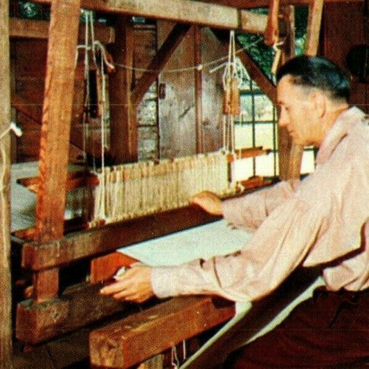 c1960's Sturbridge Village Weaving Demonstration - Vintage Unposted Postcard