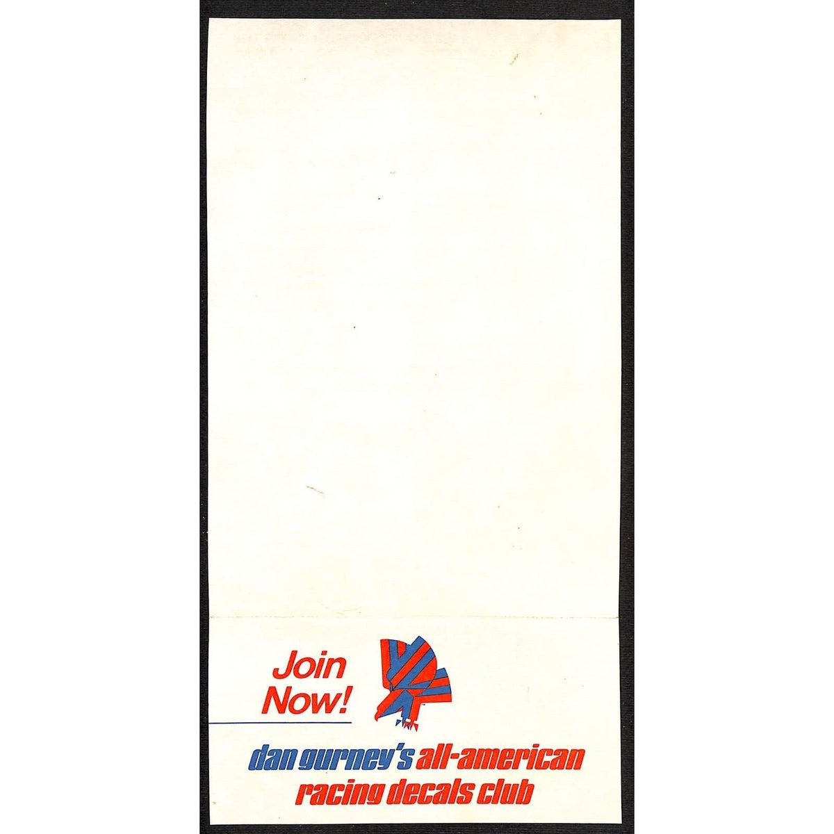 Dan Gurney's All American Racing Decals Advertising Mail-in Detach For ...