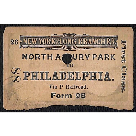 New York & Long Branch Railroad 1896 North Asbury Park to Philadelphia #88