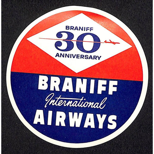 Braniff International Airways 30th Anniversary Gum Label 1960 3 5/8" Scarce