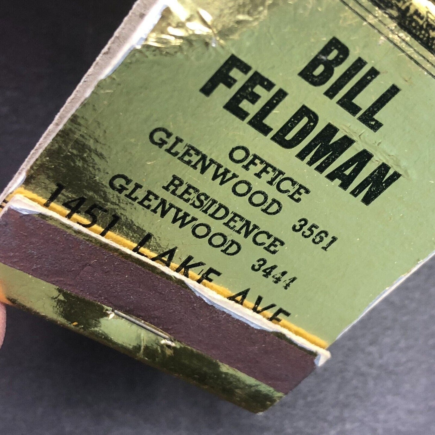 Bill Feldman Real Estate (Rochester NY ?) Full Matchbook c1940's VGC Scarce