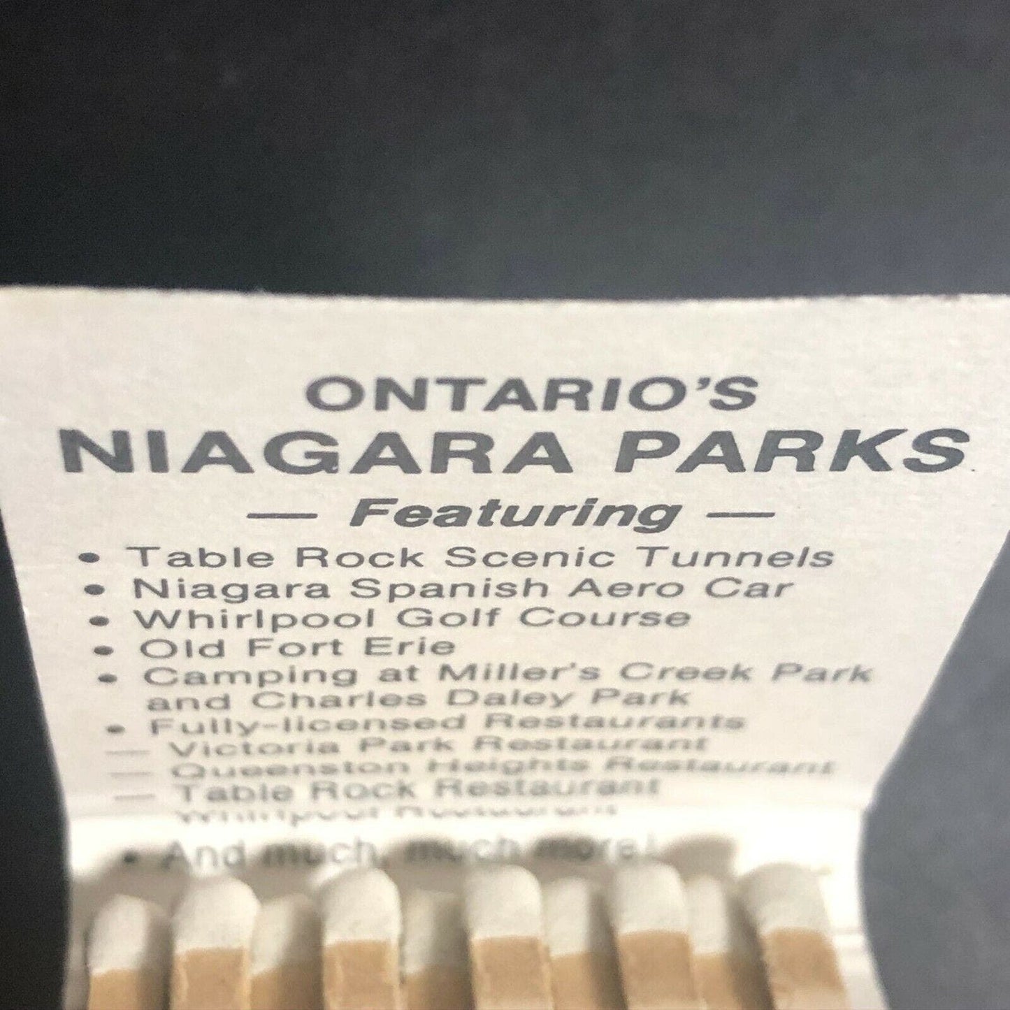70's-80's Full Matchbook "The Niagara Parks Commission" Ontario