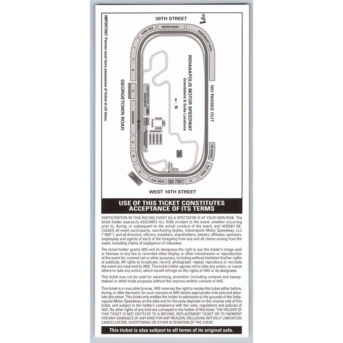 2012 Indy 500 Miller Lite Carb Day 5/25 Pagoda Suite Two Ticket Stub #011