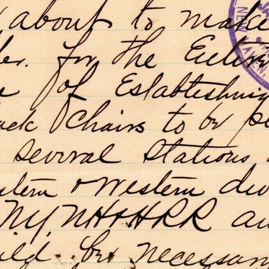 c1902 Railroad Letter to NY NH Hartford "Establishing Boot Black Chairs"