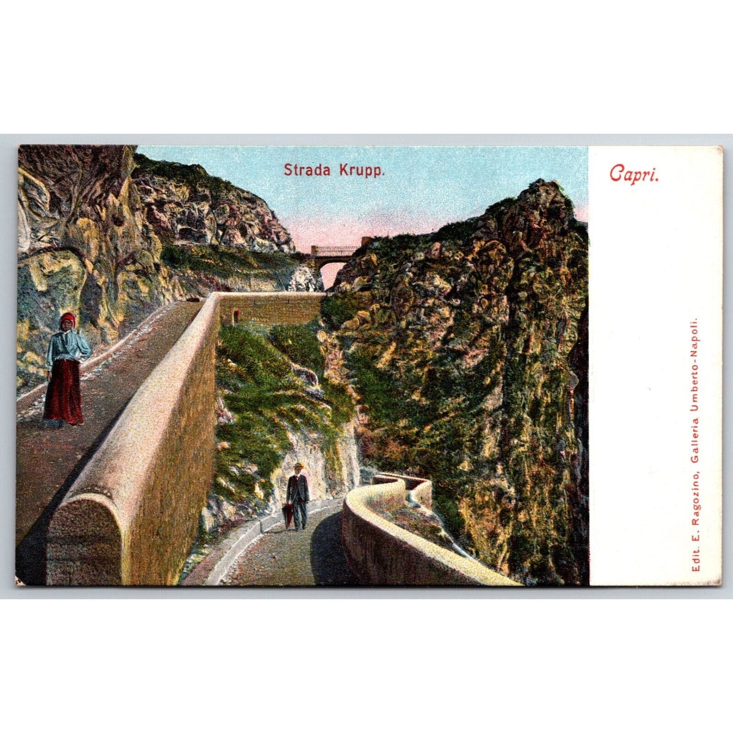 Italian Postcard Capri Strada Krupp Winding Road Along Rocky Cliffs c1901-1907