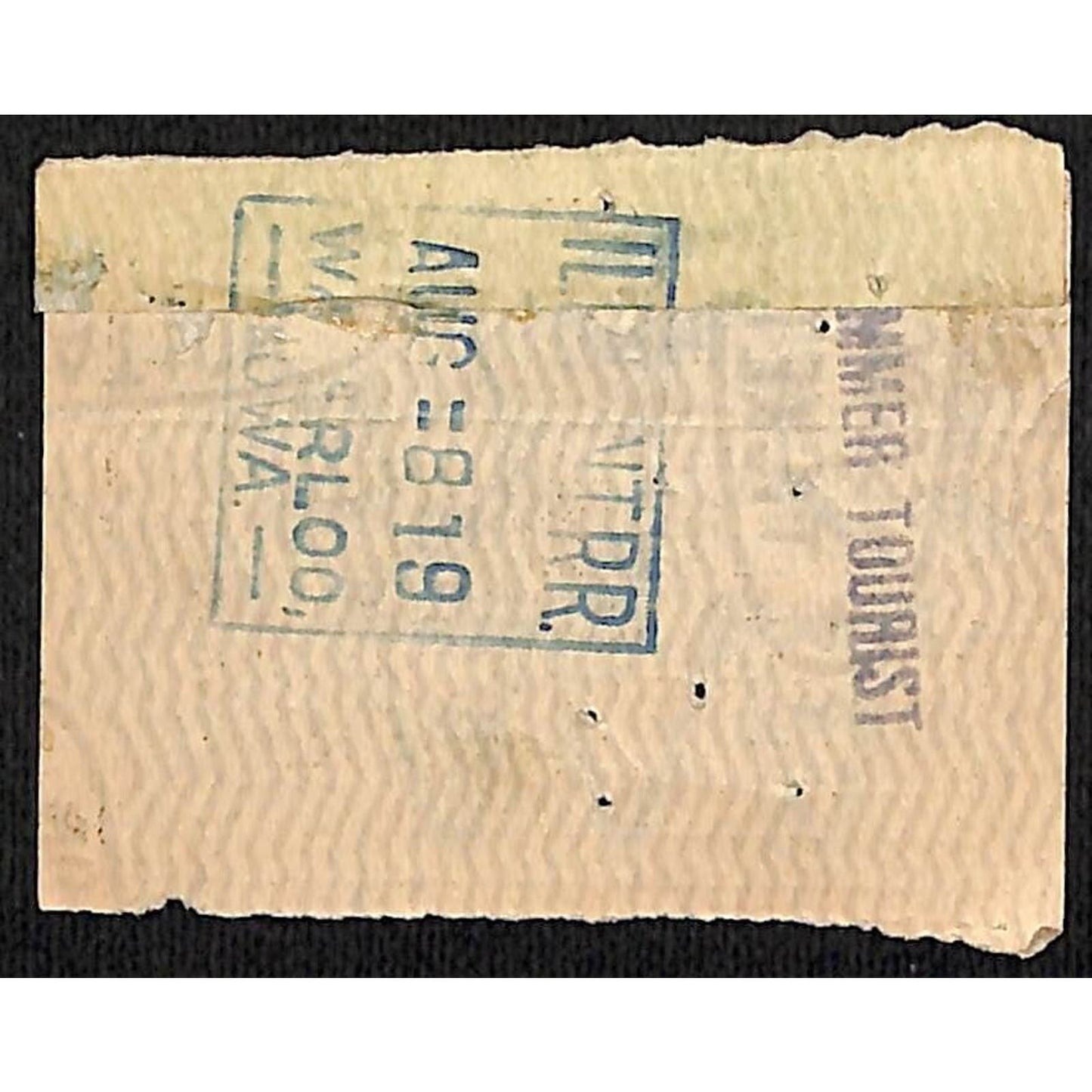 Illinois Central Railroad 1919 Ticket Kansas City to Waterloo #5082