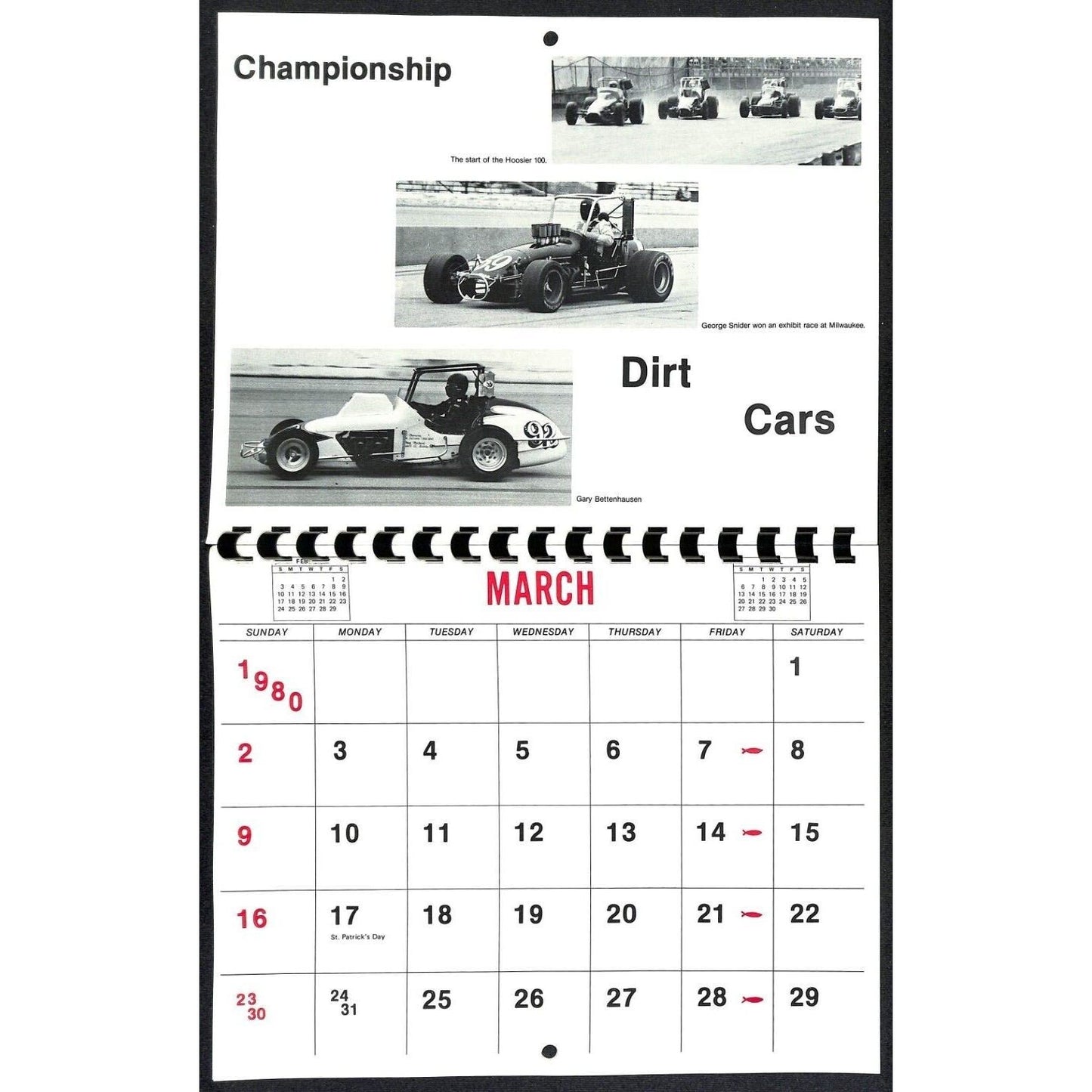 1980 USAC United States Auto Club Calendar - Unused VGC