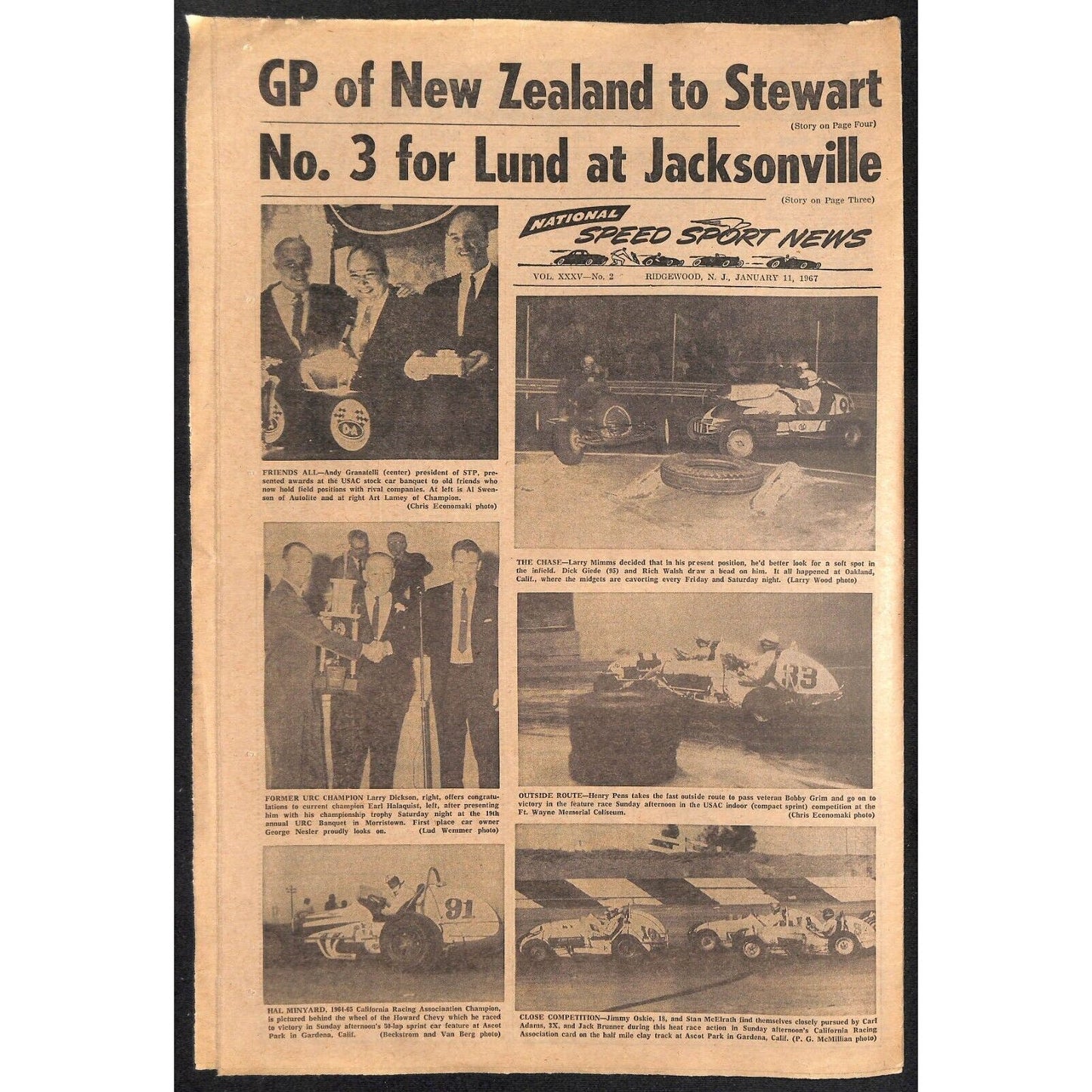National Speed Sport News 1/11 1967 Hal Minyard Wins at Ascot Racing 11pp