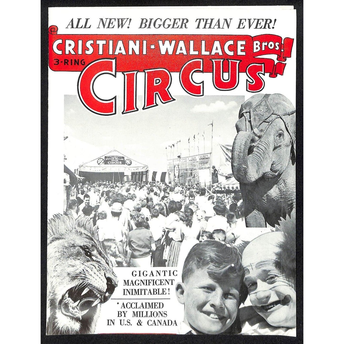 Cristiani Wallace Bros. Circus Fold Out Single Sheet Brochure c1963-65 Scarce