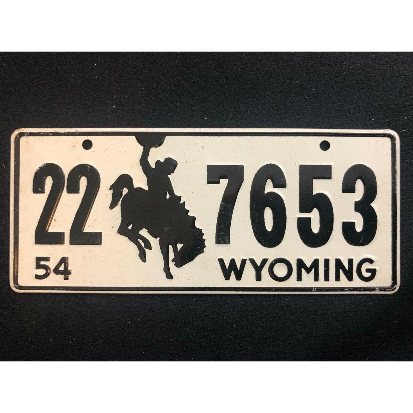 1953-54 General Mills Wheaties Tin Mini Bicycle License Plate - Wyoming