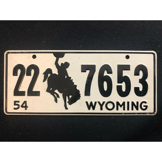 1953-54 General Mills Wheaties Tin Mini Bicycle License Plate - Wyoming