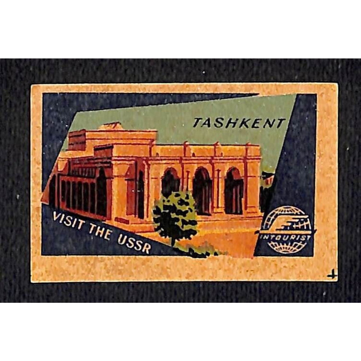 Vintage Matchbox Label Intourist Visit the USSR Tashkent - c1955-65