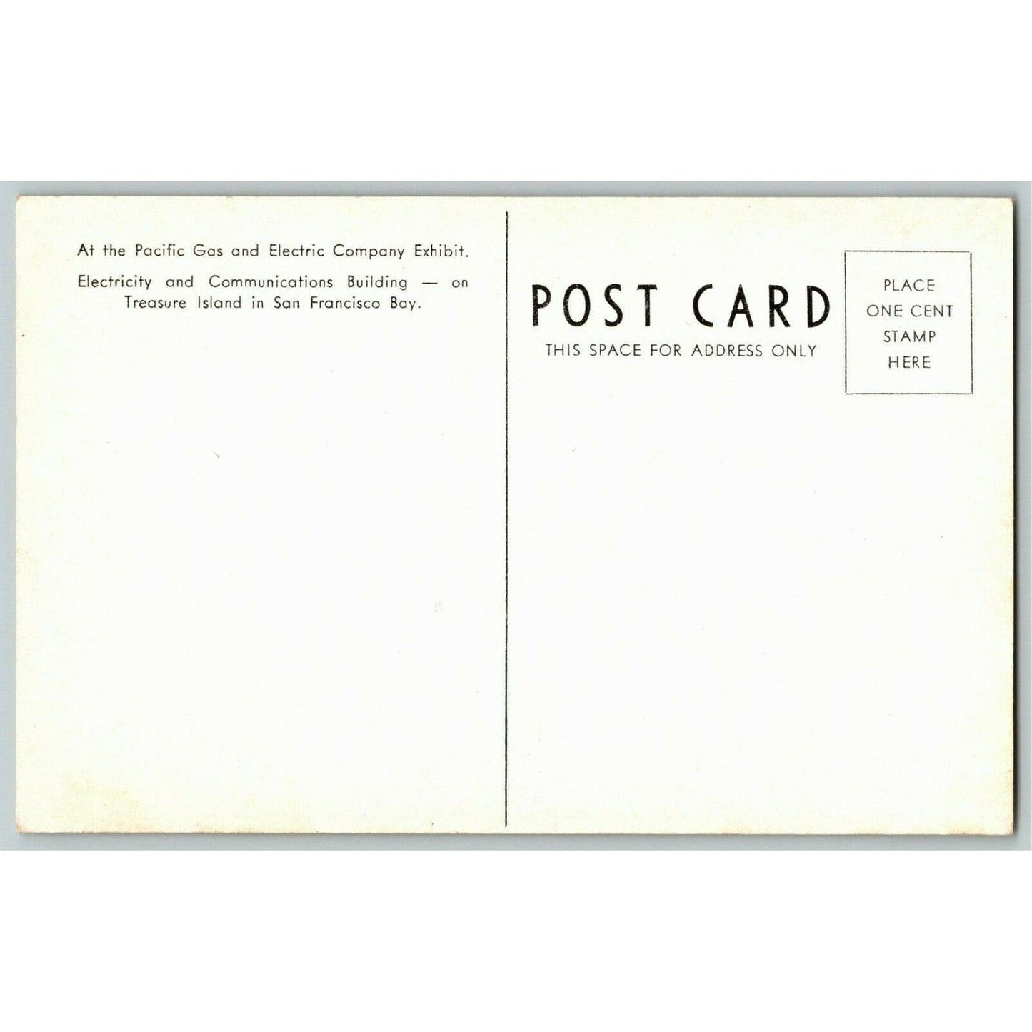 1939 San Francisco World's Fair Pacific Gas Electric Exhibit Treasure Postcard