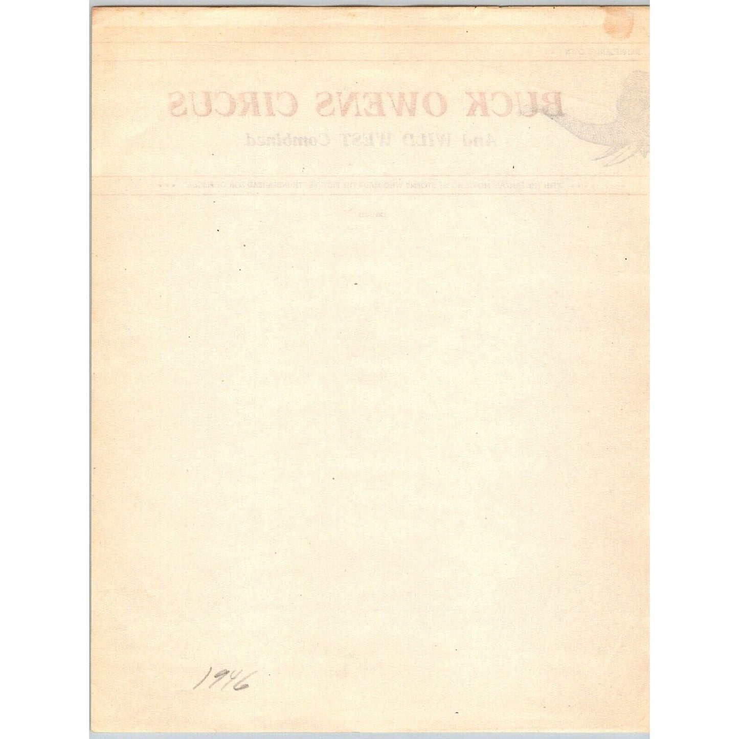 Buck Owens Circus and Wild West Combined Letterhead c1946 Stormy Horse Scarce