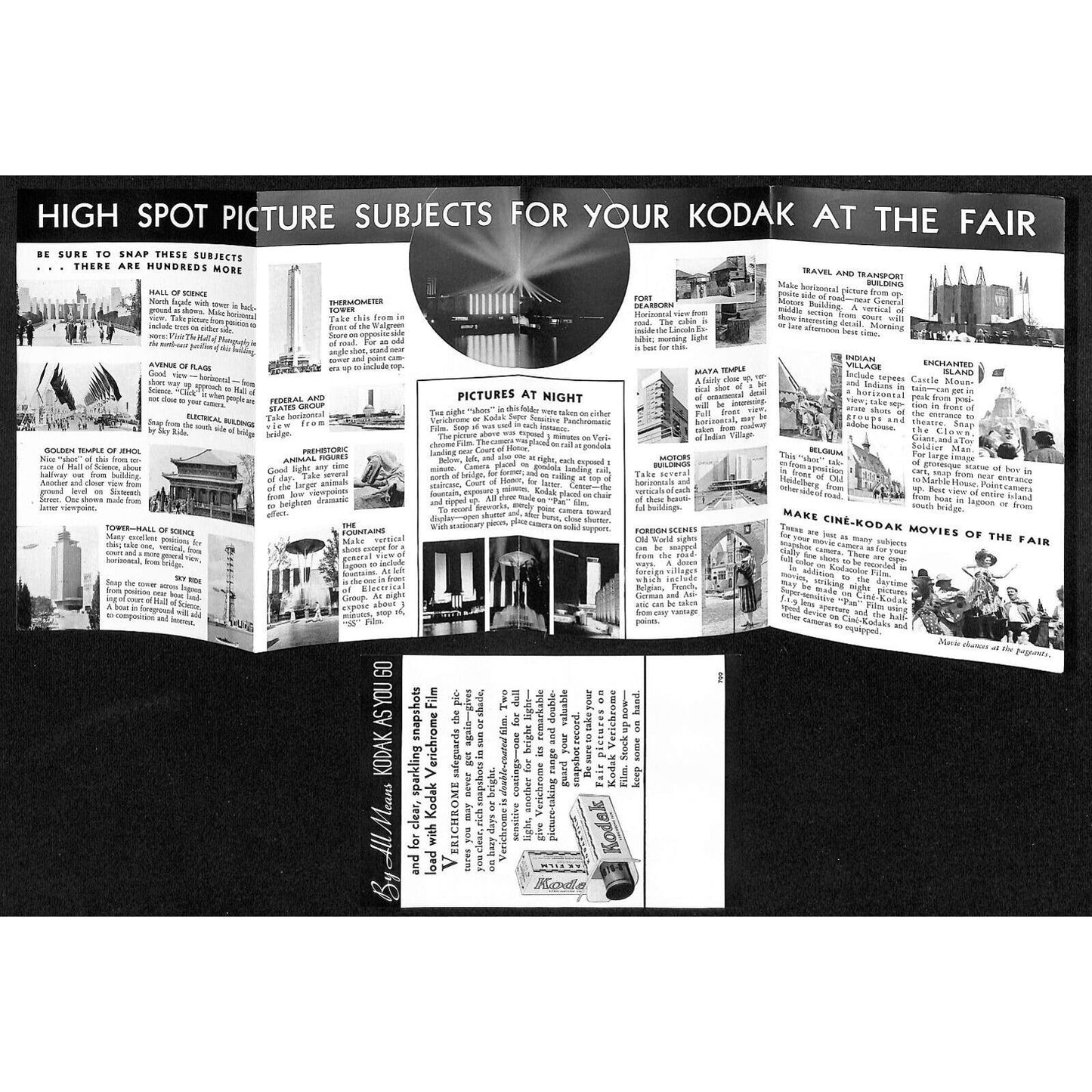 "Keep a Kodak Story of the Fair" +Verichrome Brochure 1934 Chicago World's Fair