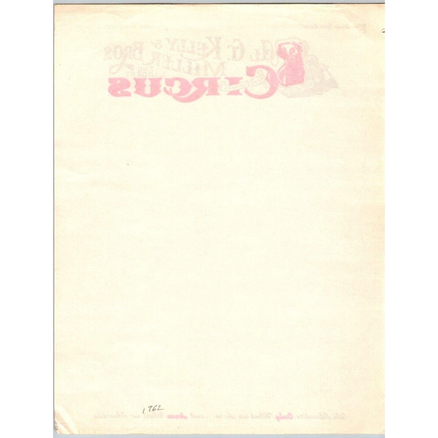 Al G. Kelly - Miller Bros. Wild Animal Circus Letterhead c1962 Scarce