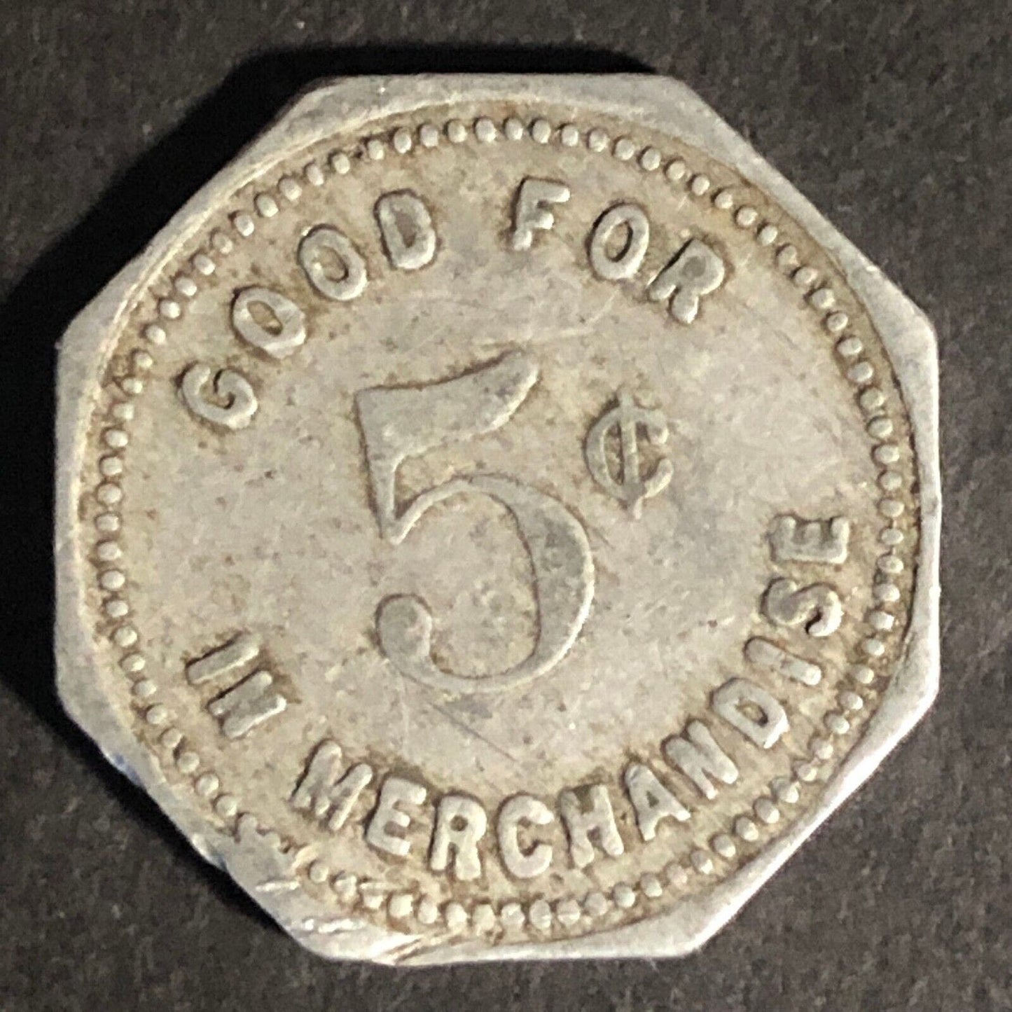 H.F. Holt Brenham, TX General Merchant G/F 5c Octagon Aluminum Token - 22.3mm