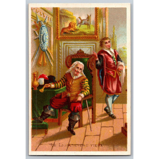 French Victorian Trade Card A L'île Bourbon Thes Chocolats Le Lion deVenu Vieux