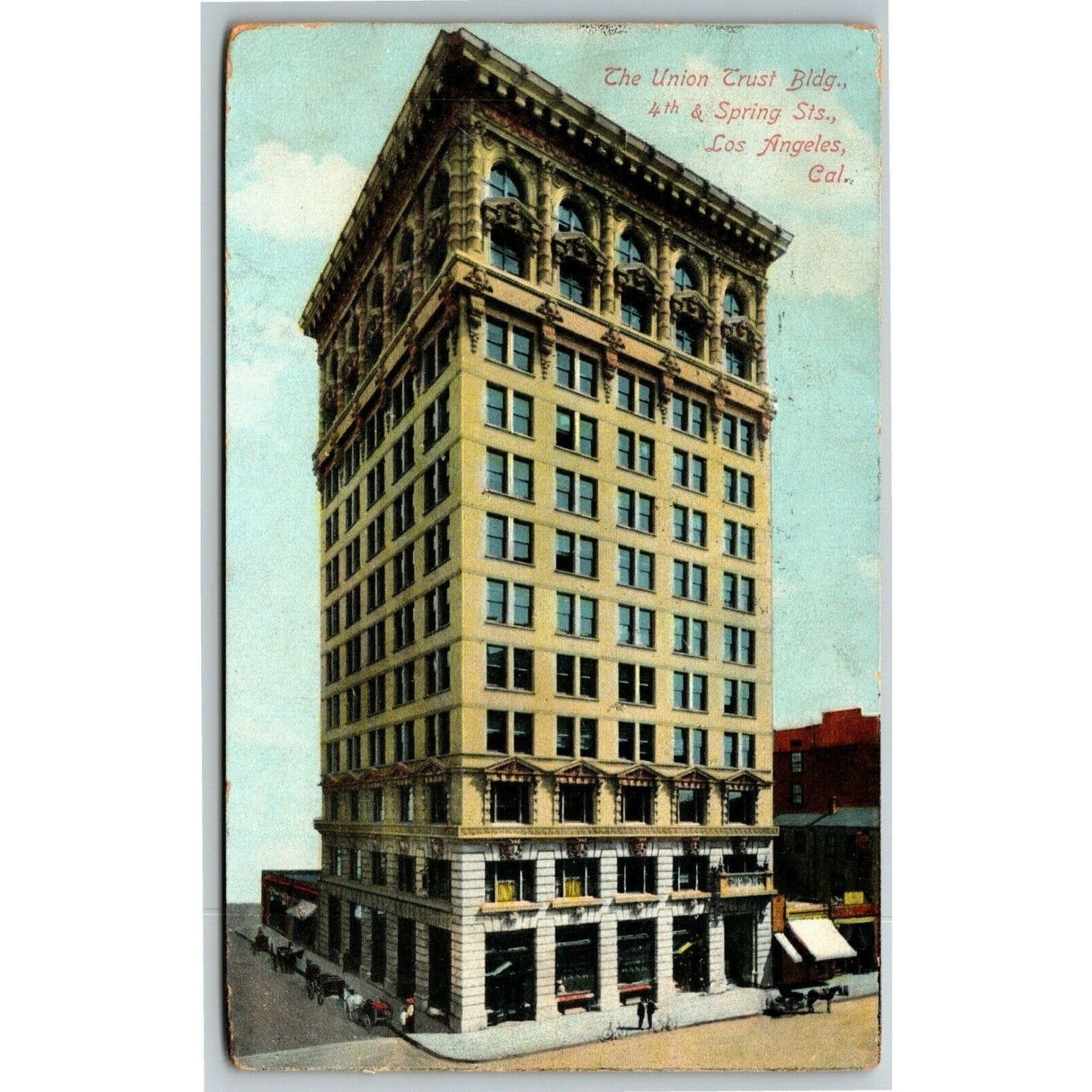 Vintage c1909 Postcard "The Union Trust Building, Los Angeles, Cal