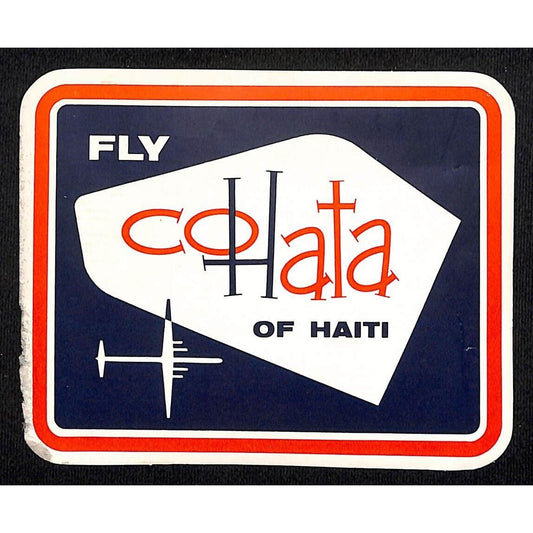 "Fly Cohata of Haiti" (1961-74) Airline Luggage Label 4" x 5 1/4" Scarce