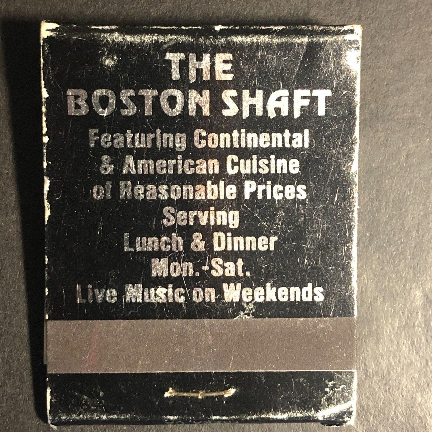 Yreka, CA The Boston Shaft Restaurant Cocktail Lounge Full Matchbook c1975-85