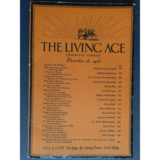 Dec 15 1926 "The Living Age" 75+ pgs.