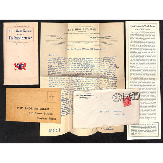 Newburgh ME Amos W. Knowlton* 1907 Boston "The Shoe Retailer" Group of Ephemera