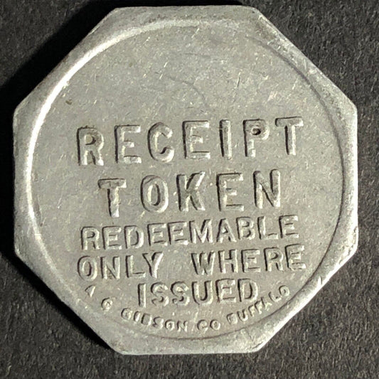 A.C. Gibson Co. 2300 Genesee St. Buffalo Alum. Receipt Token Octagon 22.61mm