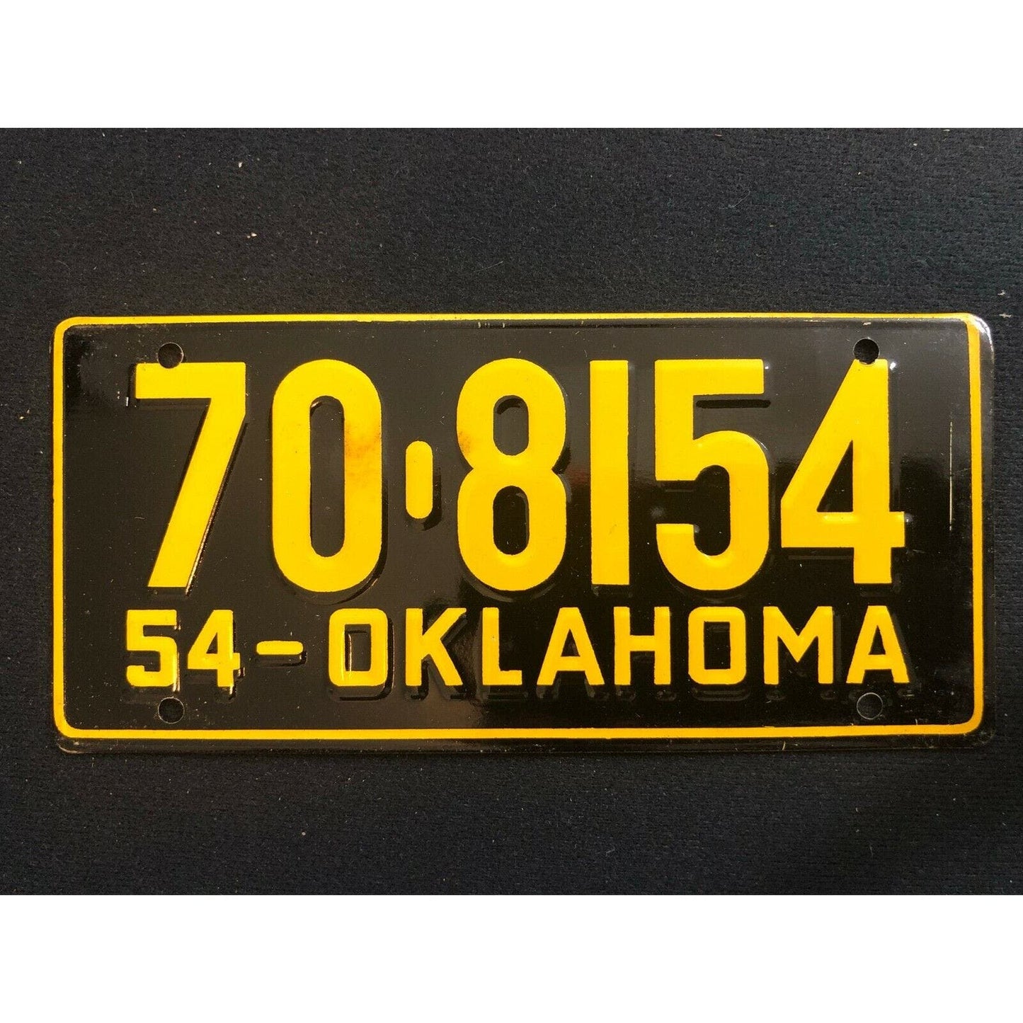1953-54 General Mills Wheaties Tin Mini Bicycle License Plate - Oklahoma