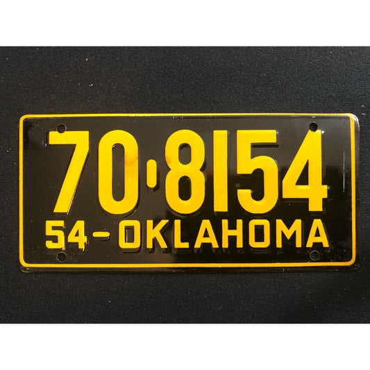 1953-54 General Mills Wheaties Tin Mini Bicycle License Plate - Oklahoma
