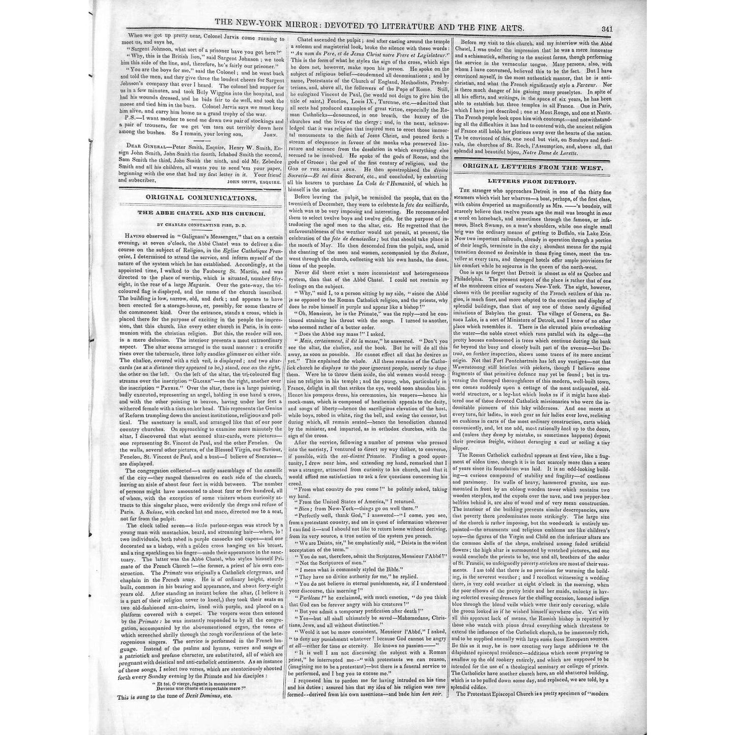 New-York Mirror Weekly Journal Literature Fine Arts Newspaper 4/20/1839