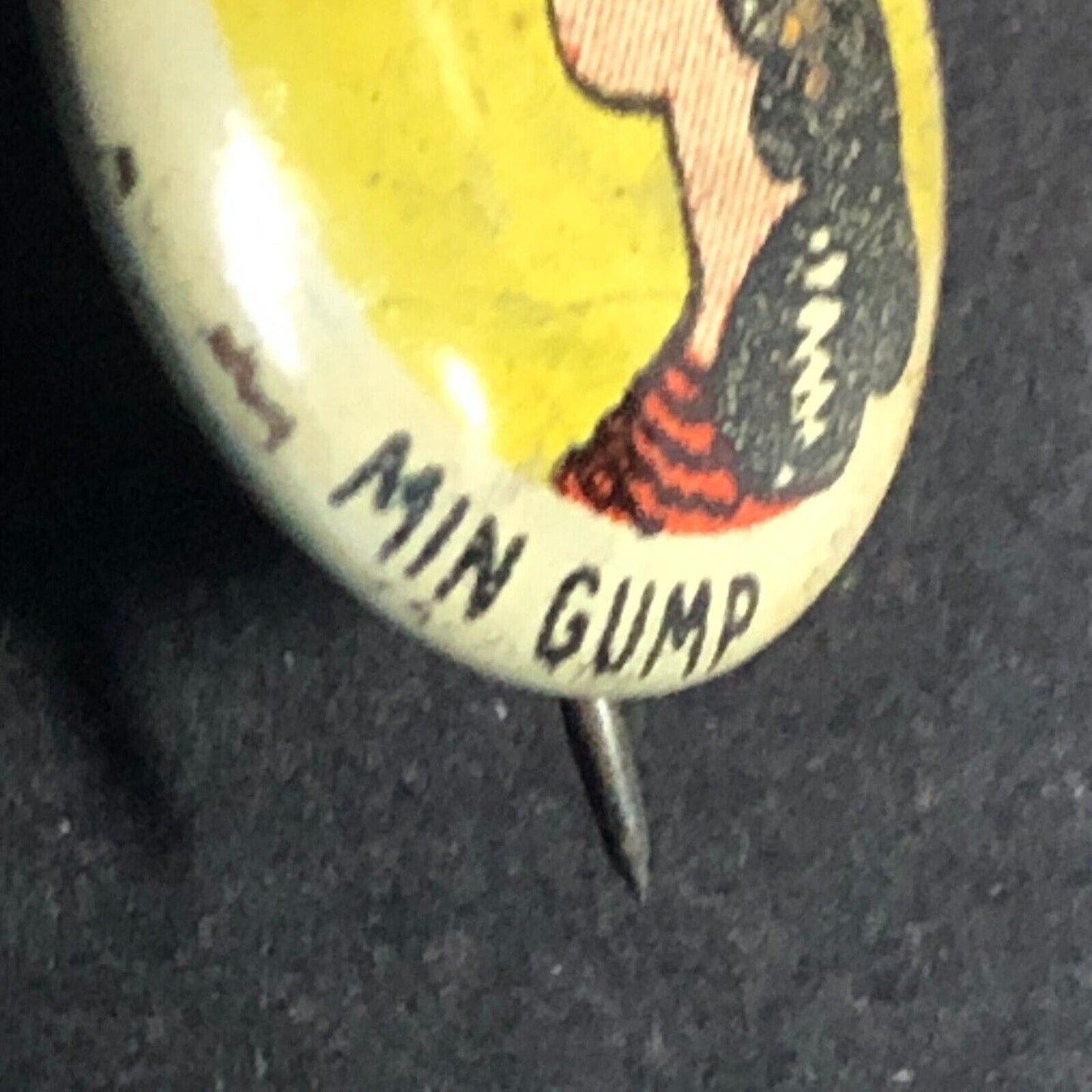 Min Gump Kellogg's Pep Cereal Steel Pinback Button c1945-47