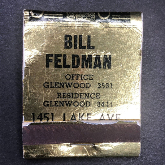 Bill Feldman Real Estate (Rochester NY ?) Full Matchbook c1940's VGC Scarce