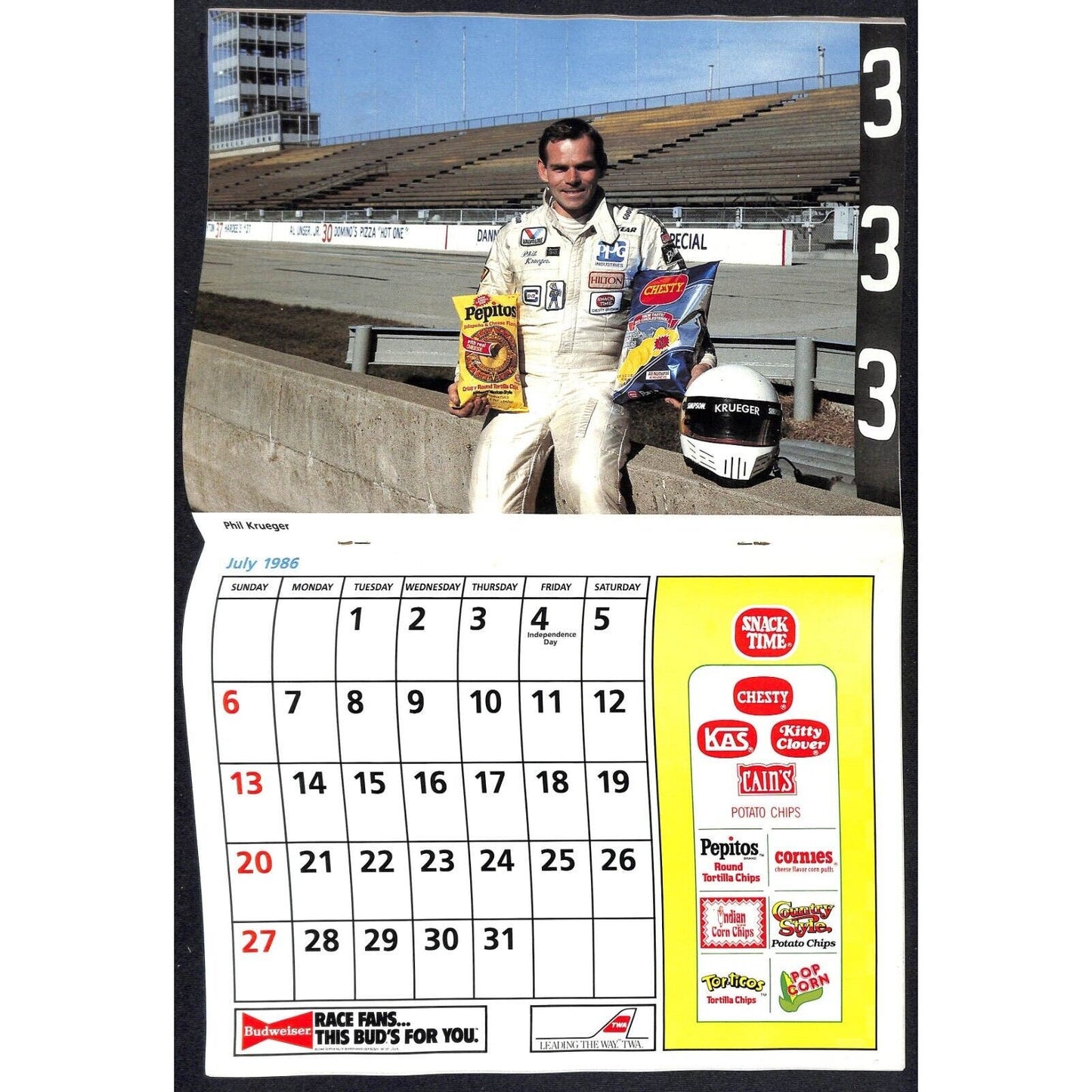 1986 Indy 500 PPG CDA Championship Drivers Assoc. Calendar w/ Drivers Cars