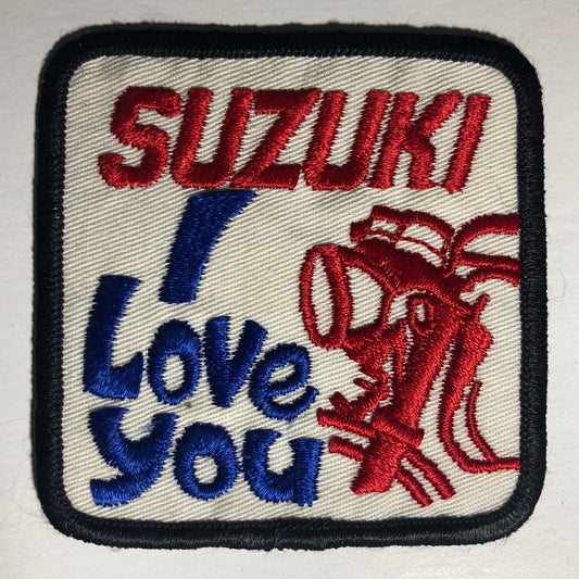 "Suzuki - I Love You" Vintage Embroidered Patch VGC c1970's - Funny Cute