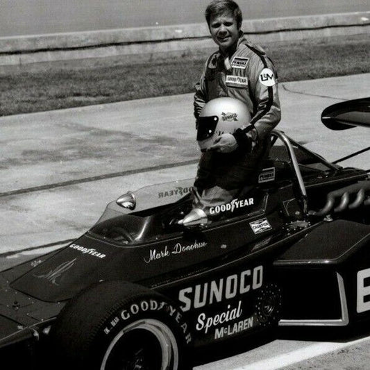 Mark Donohue Indy 500 Winner 1972 - 8 x 10 Glossy B&W Photograph VGC Stamped