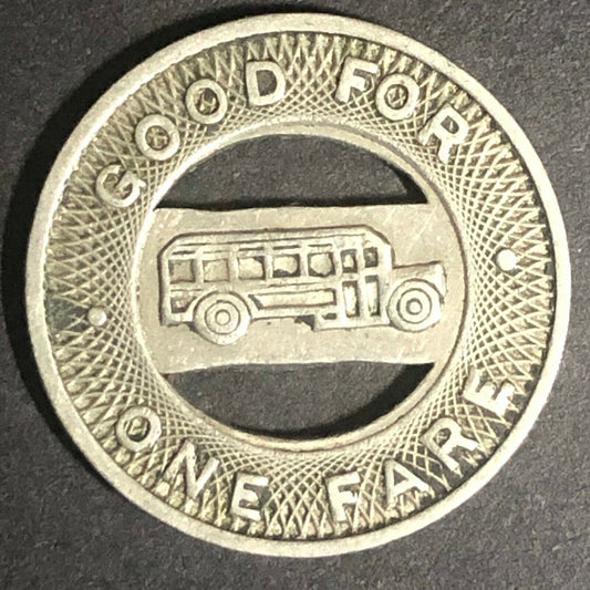 c1940's 20mm Wichita Motor Bus Co. G/F One Fare Brass Transit Token Kansas