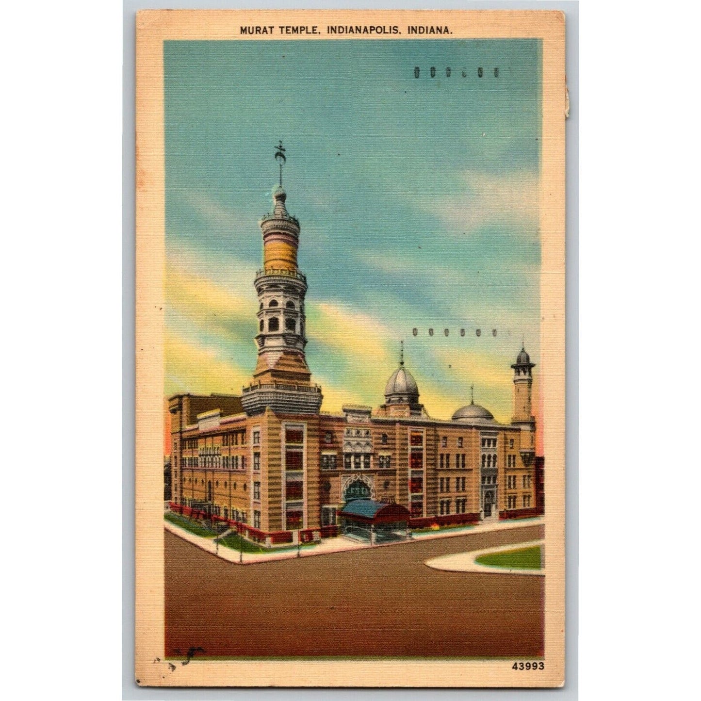 Vintage Linen Postcard Murat Temple Indianapolis, Indiana - Posted 1947