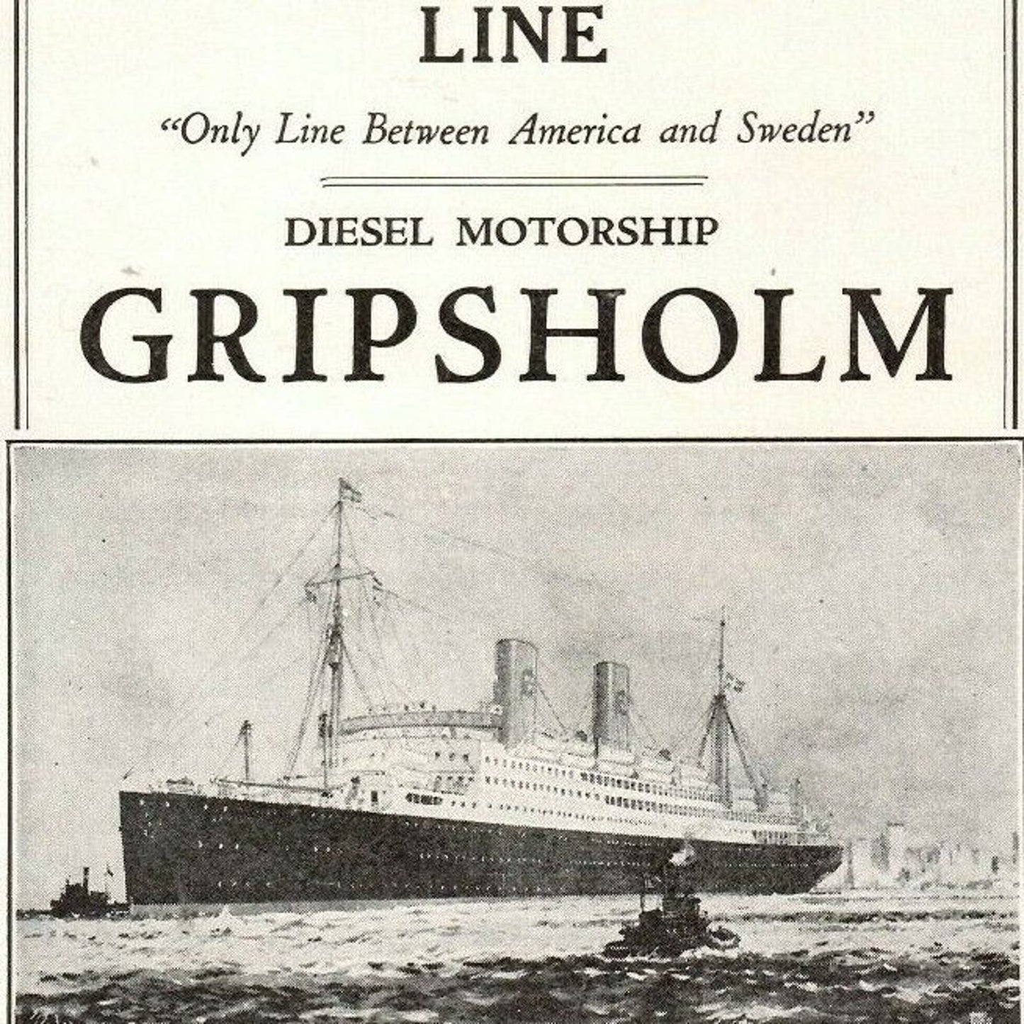 c1927 Swedish American Line "Gripsholm" Cruise Line Single Sheet Brochure VGC
