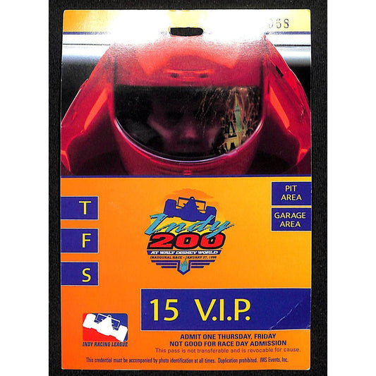 1996 Indy 200 Walt Disney World 15 V.I.P Pit Pass #0058 Ticket - Scarce