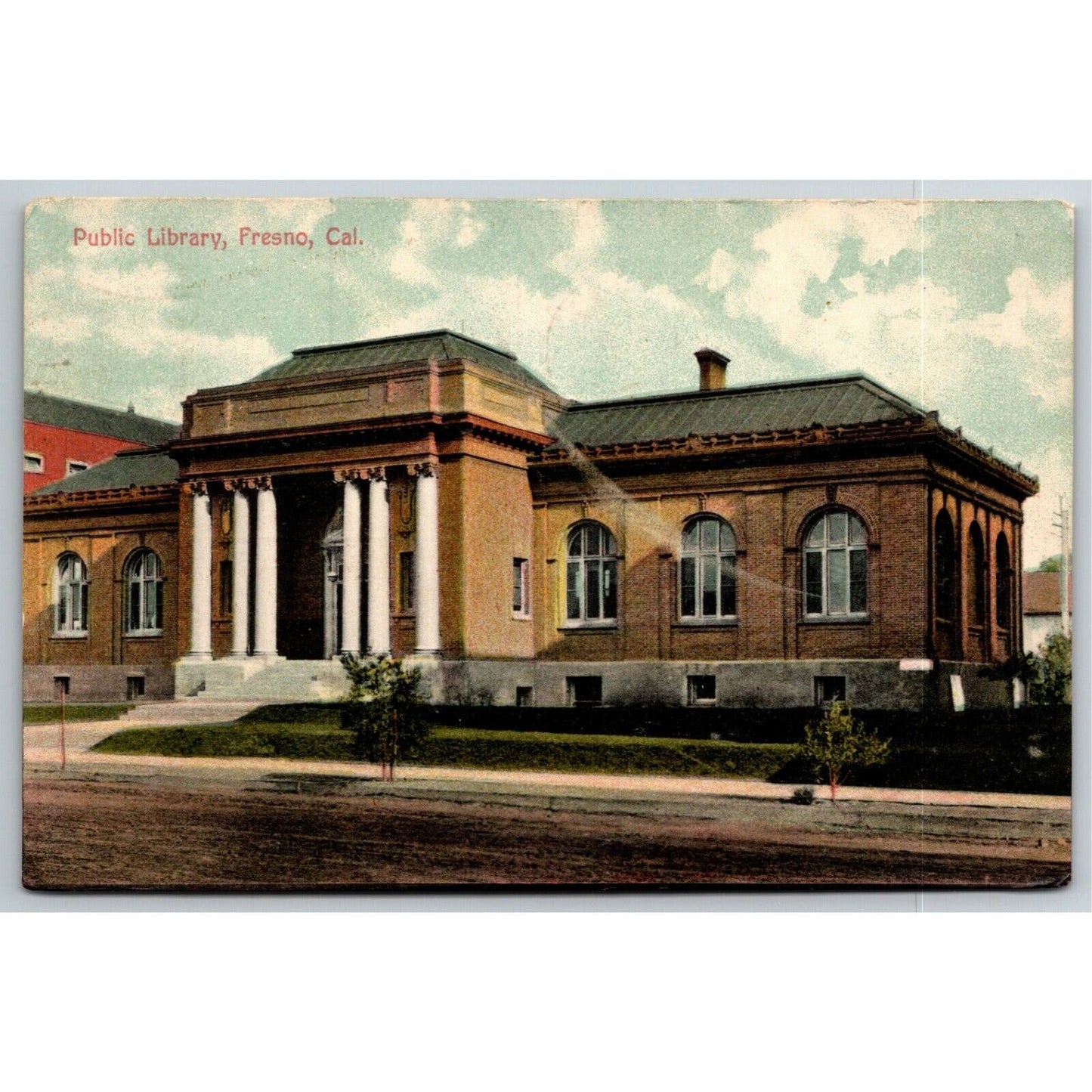 Vintage c1907 Postcard "Public Library, Fresno, California"