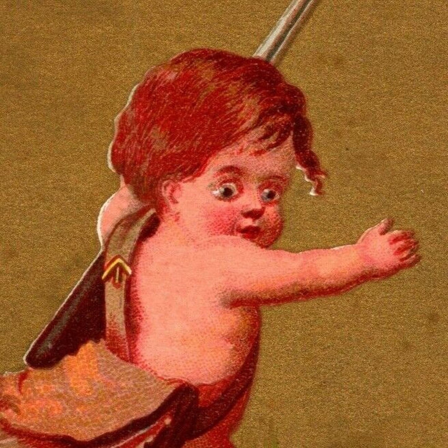 Gilt "Septembre" Rabbit Chases Child (Soapine) Unmarked Victorian Trade Card
