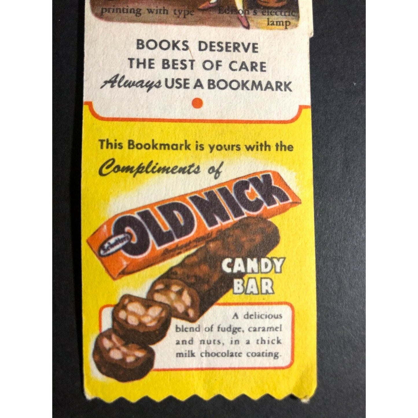 Vintage 1940's-50's Old Nick Candy Bar / Bit-O-Honey Bookmark